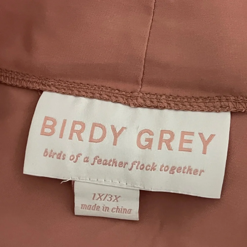 Birdy‎ Grey Kenny matte satin robe 1x/3x dusty rose pink Kimono wedding bridal